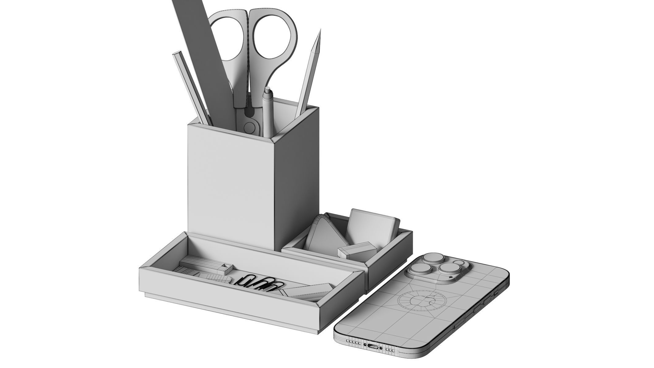 Office desk accessories Set 3D model_9