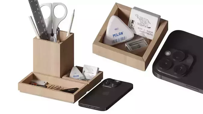 Office desk accessories Set 3D model