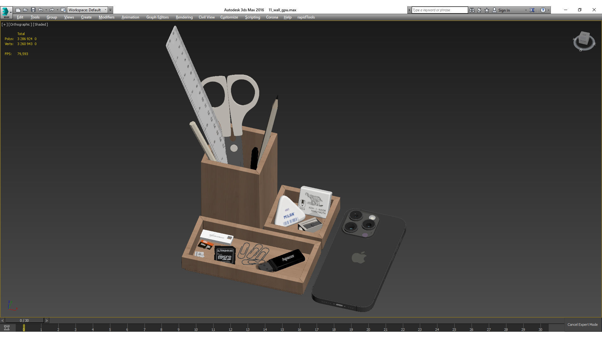 Office desk accessories Set 3D model_7