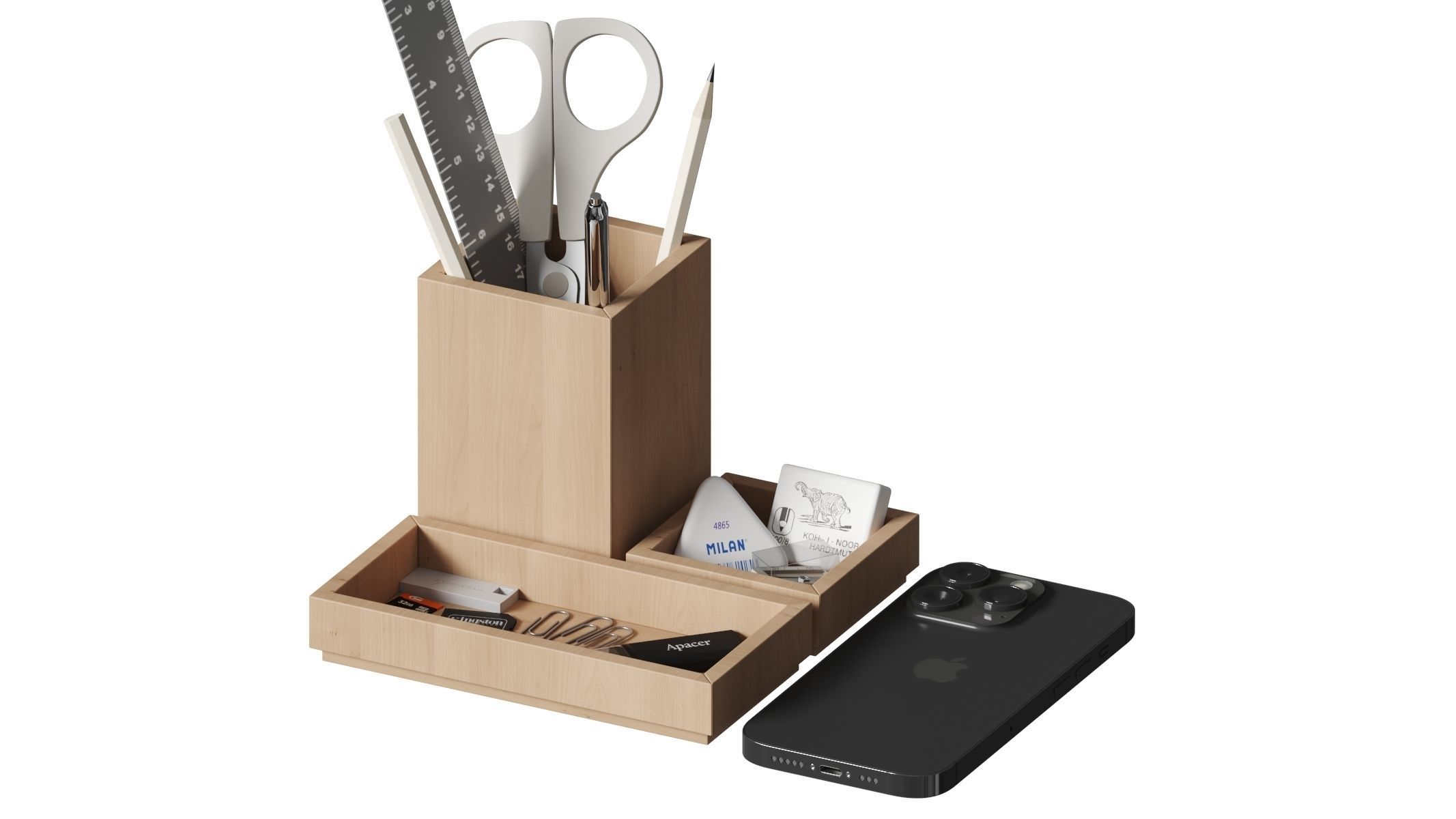 Office desk accessories Set 3D model_1