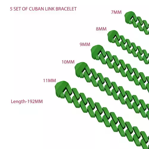 3d printed chain 5 SIZE CUBAN LINK  3D Model Collection