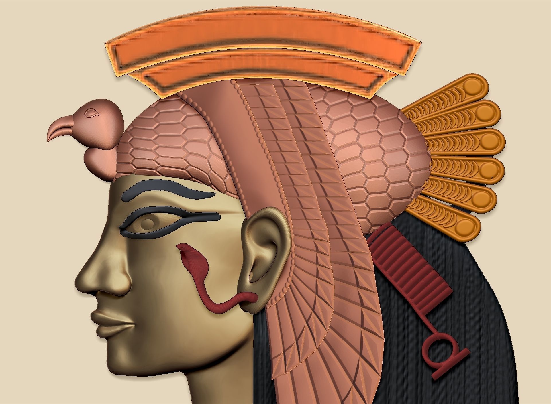 Cleopatra queen - last pharaoh of Egypt 3D print model_3