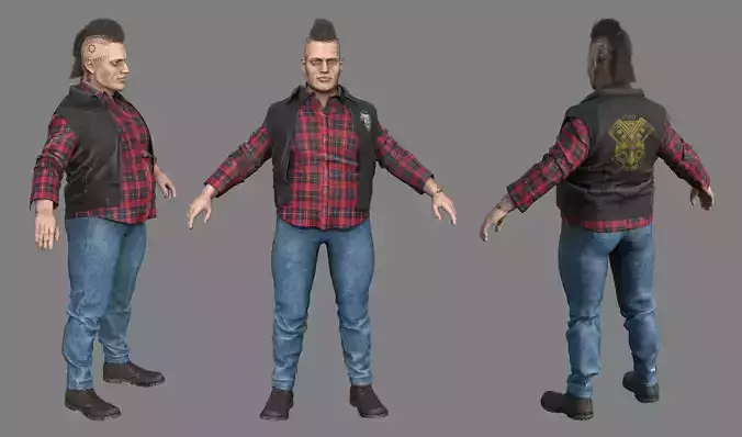 FAT BIKER MAN 3D model