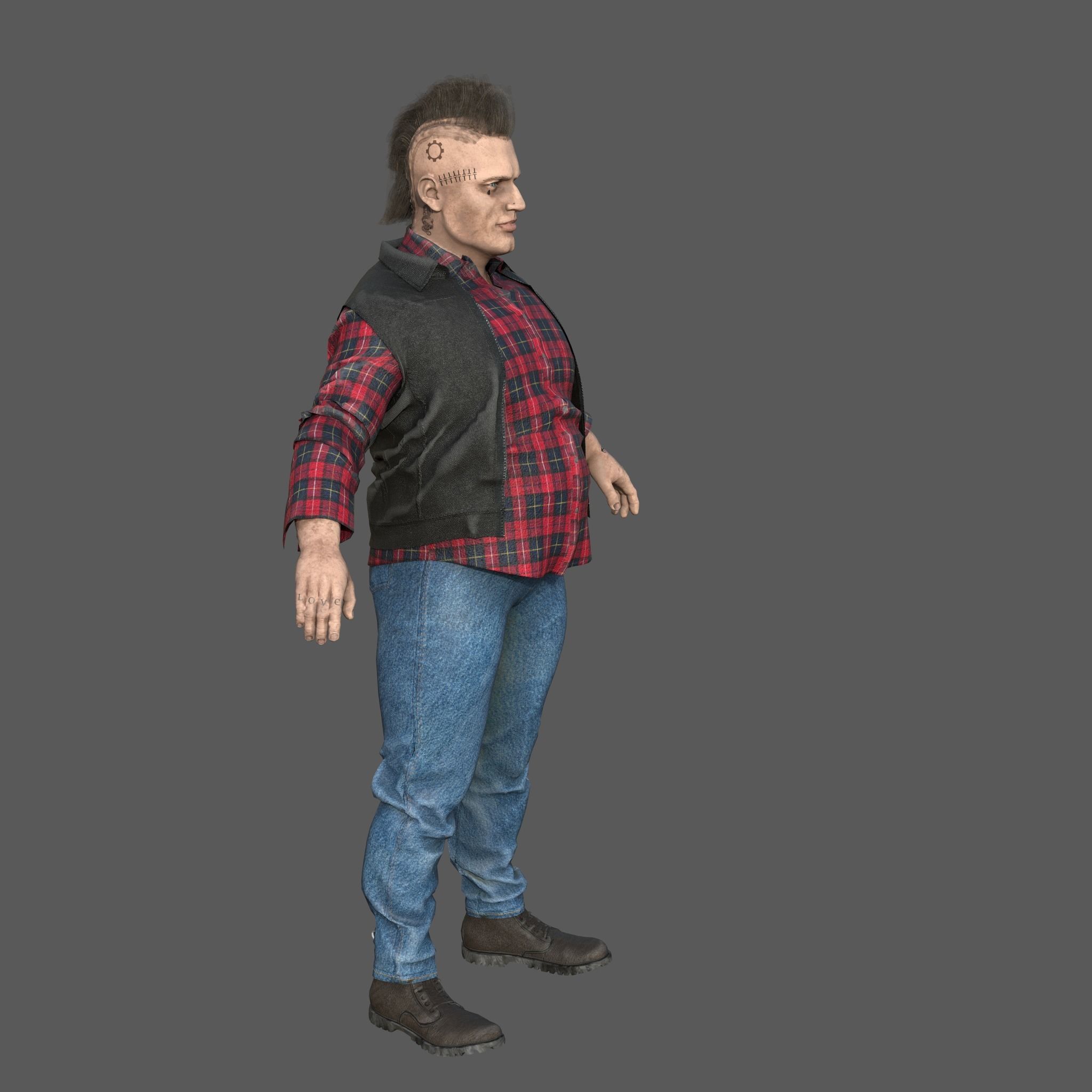 FAT BIKER MAN 3D model_6