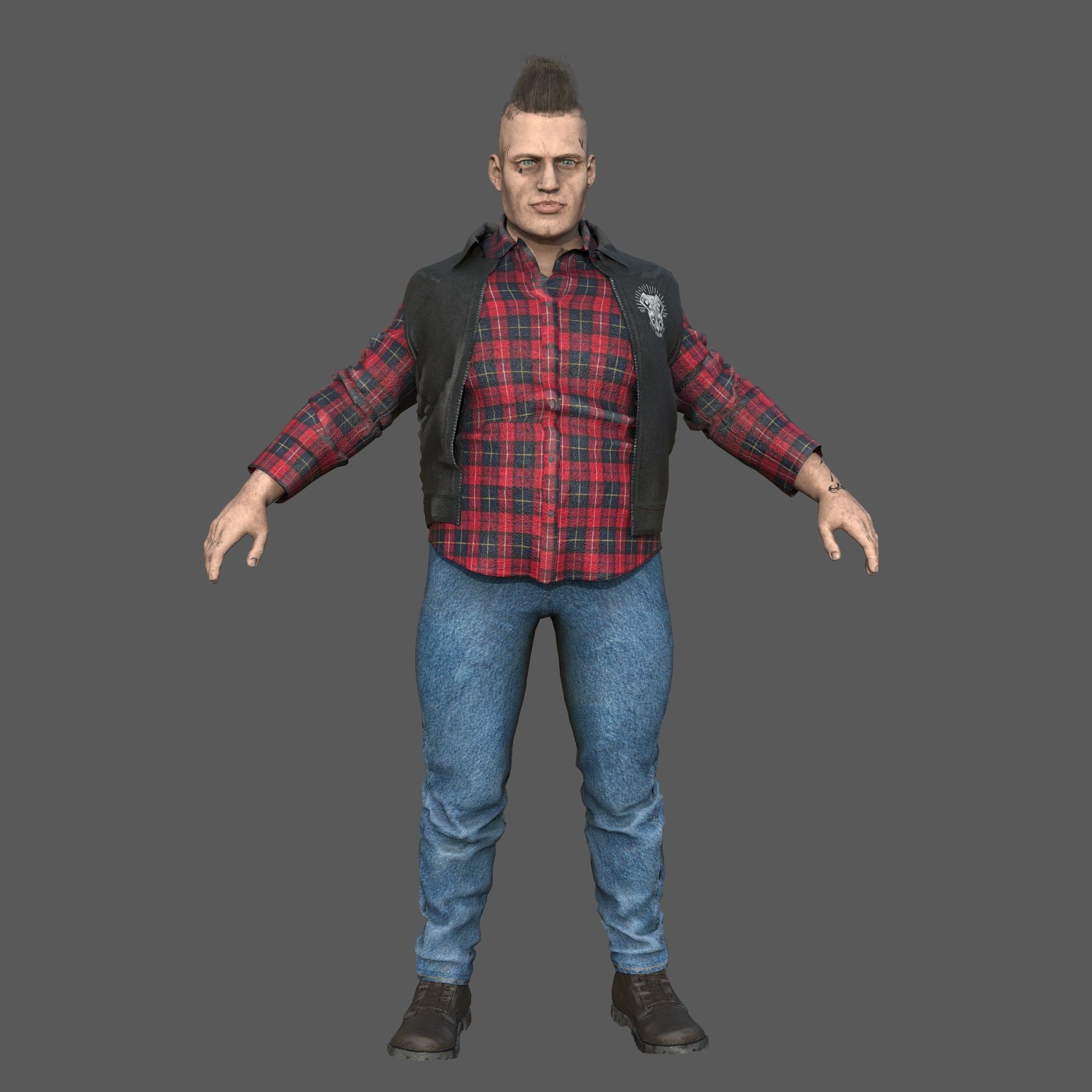 FAT BIKER MAN 3D model_1