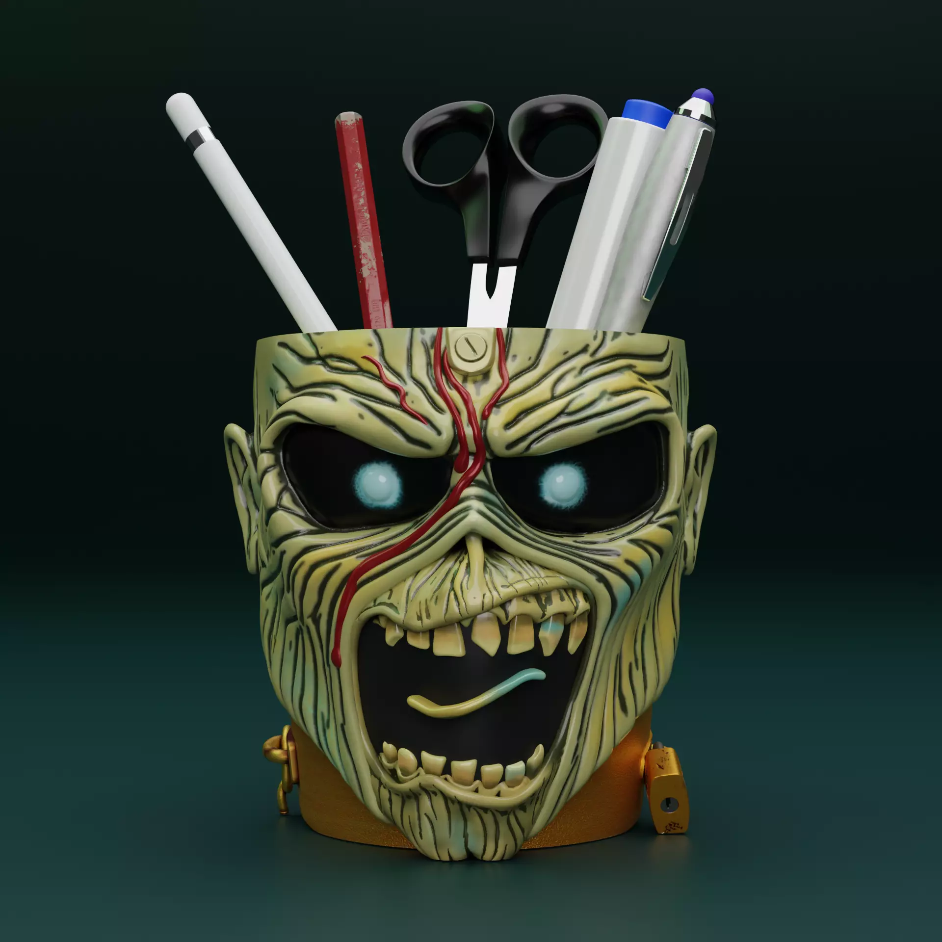 pen holder Eddie Iron Maiden 3D print model_0
