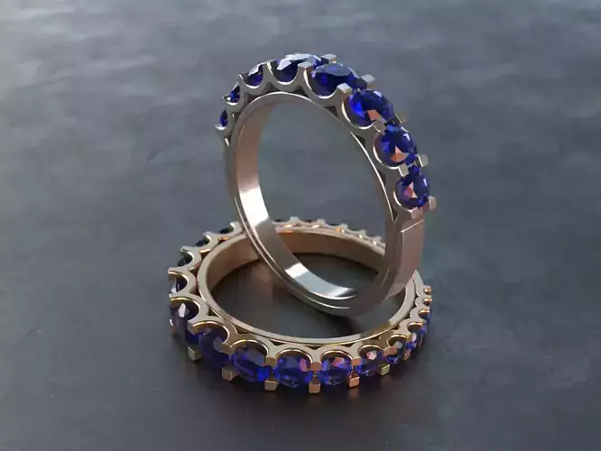 2 band rings with multiple round stones 3D print model