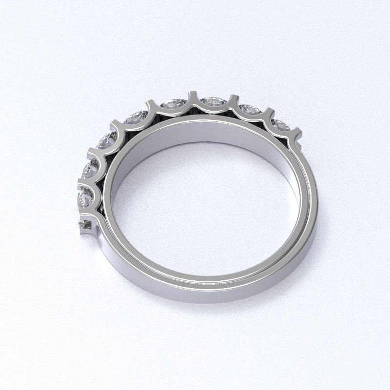 2 band rings with multiple round stones 3D print model_1