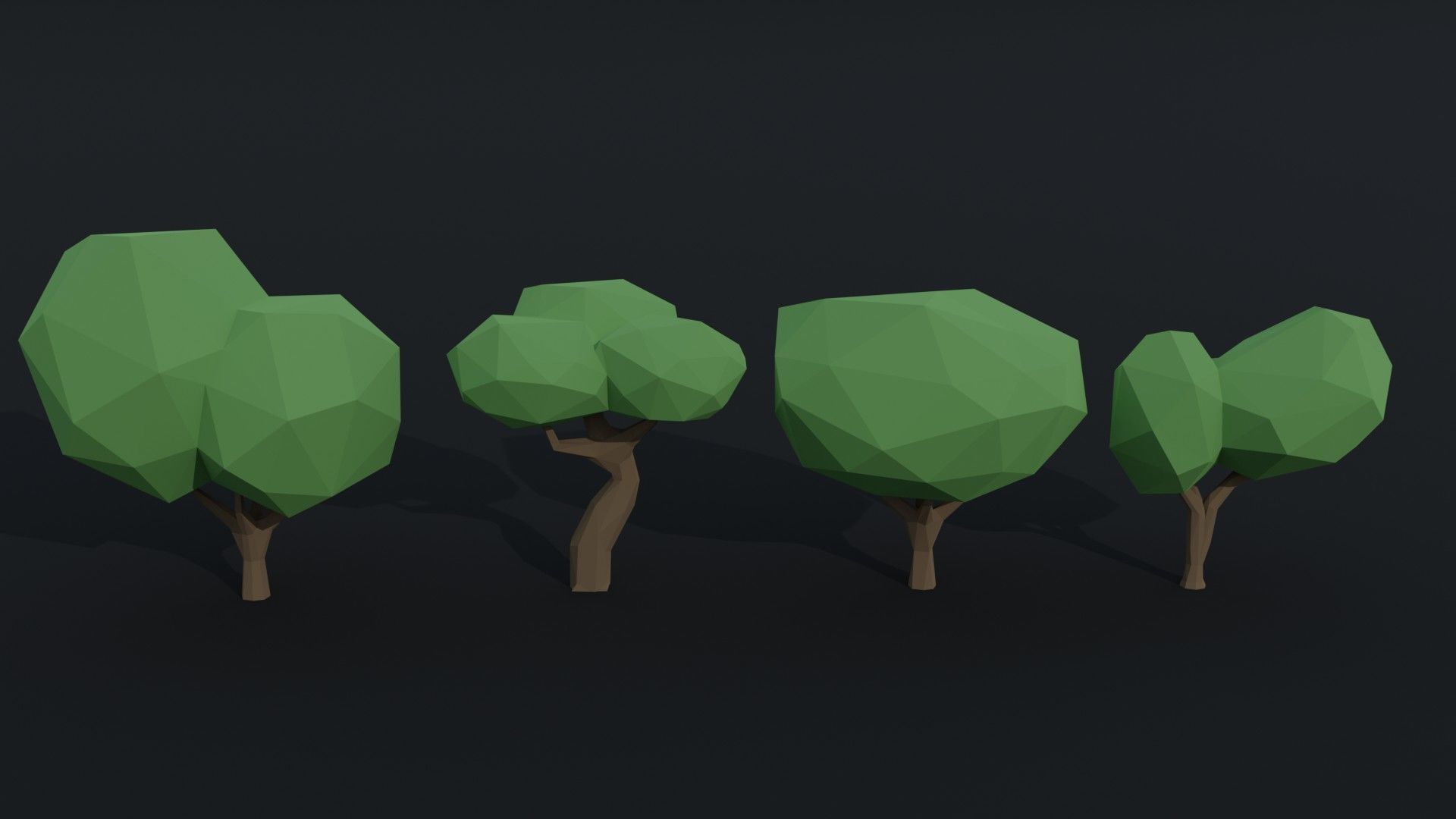 Cartoon trees Polygonal Style Low-poly 3D model_4
