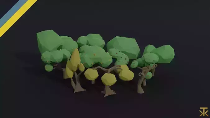Cartoon trees Polygonal Style