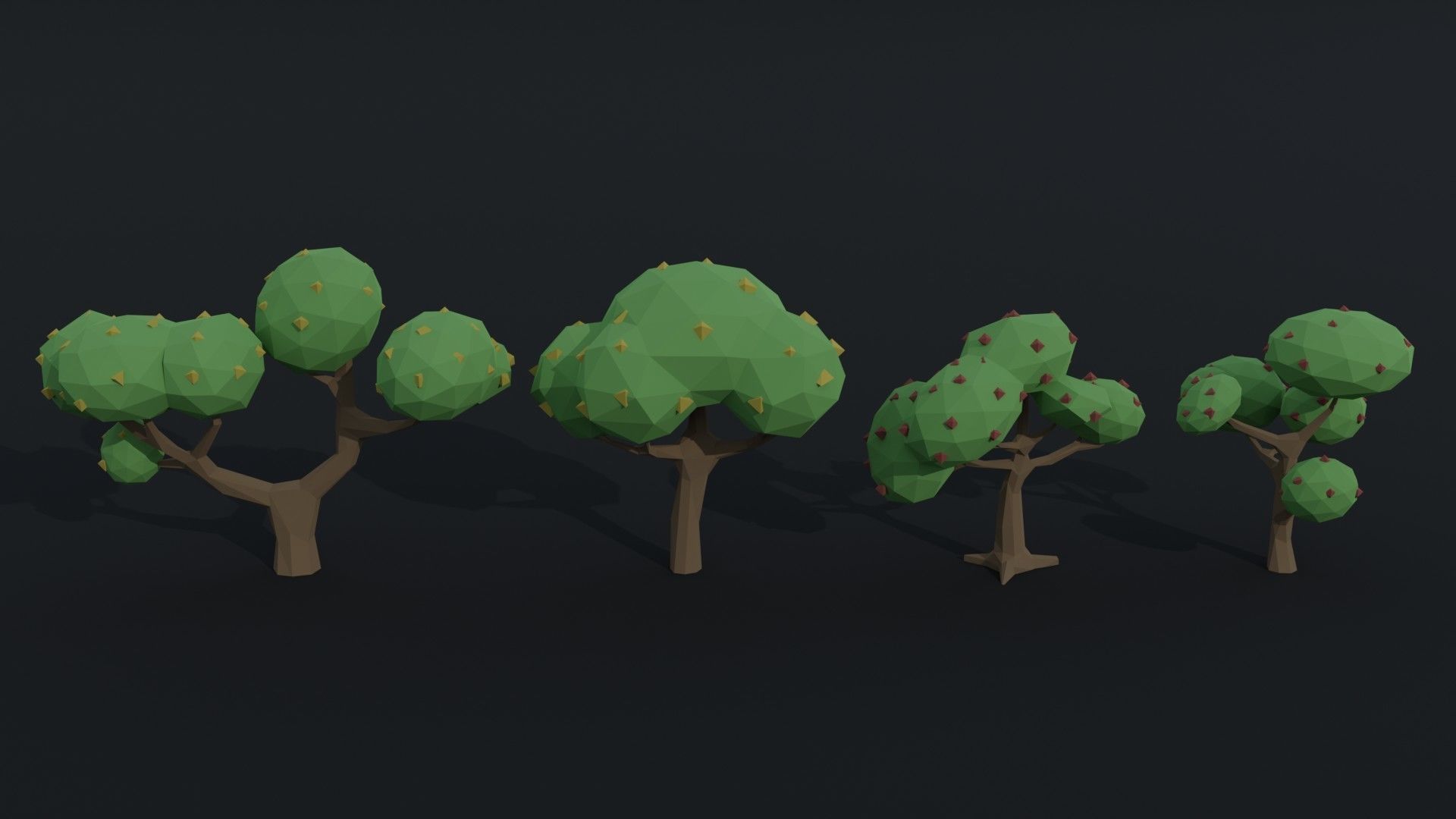 Cartoon trees Polygonal Style Low-poly 3D model_3