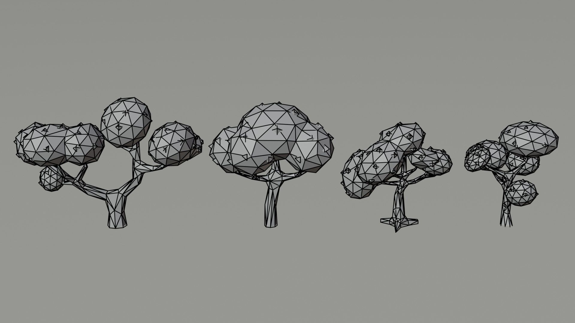 Cartoon trees Polygonal Style Low-poly 3D model_6