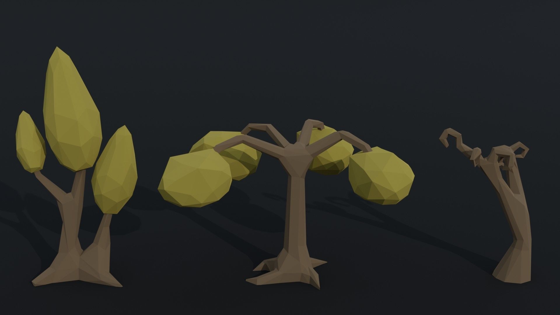 Cartoon trees Polygonal Style Low-poly 3D model_2