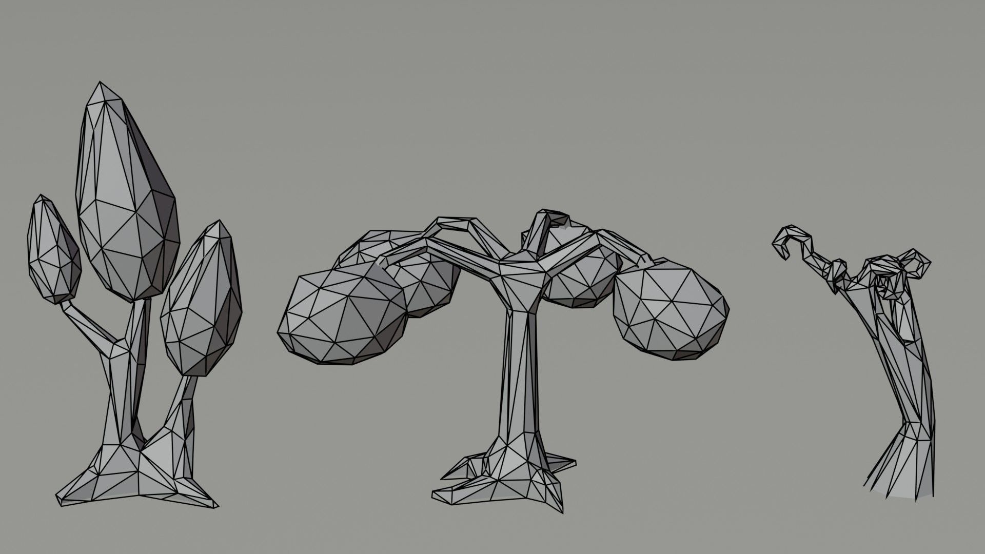 Cartoon trees Polygonal Style Low-poly 3D model_5