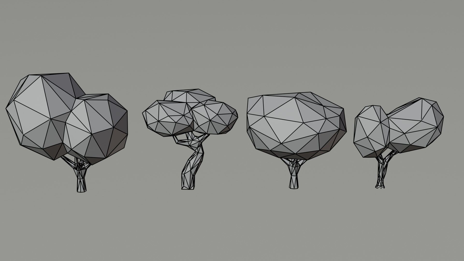 Cartoon trees Polygonal Style Low-poly 3D model_7