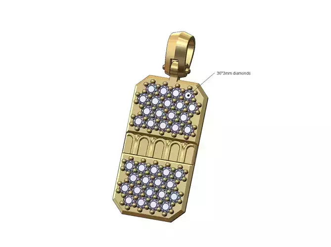 Roman gates diamond rectangular dogtag pendant