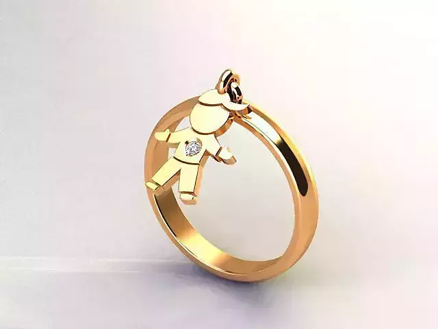 Ring with pendant boy for 3d print