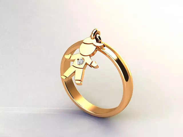 Ring with pendant boy for 3d print 3D print model