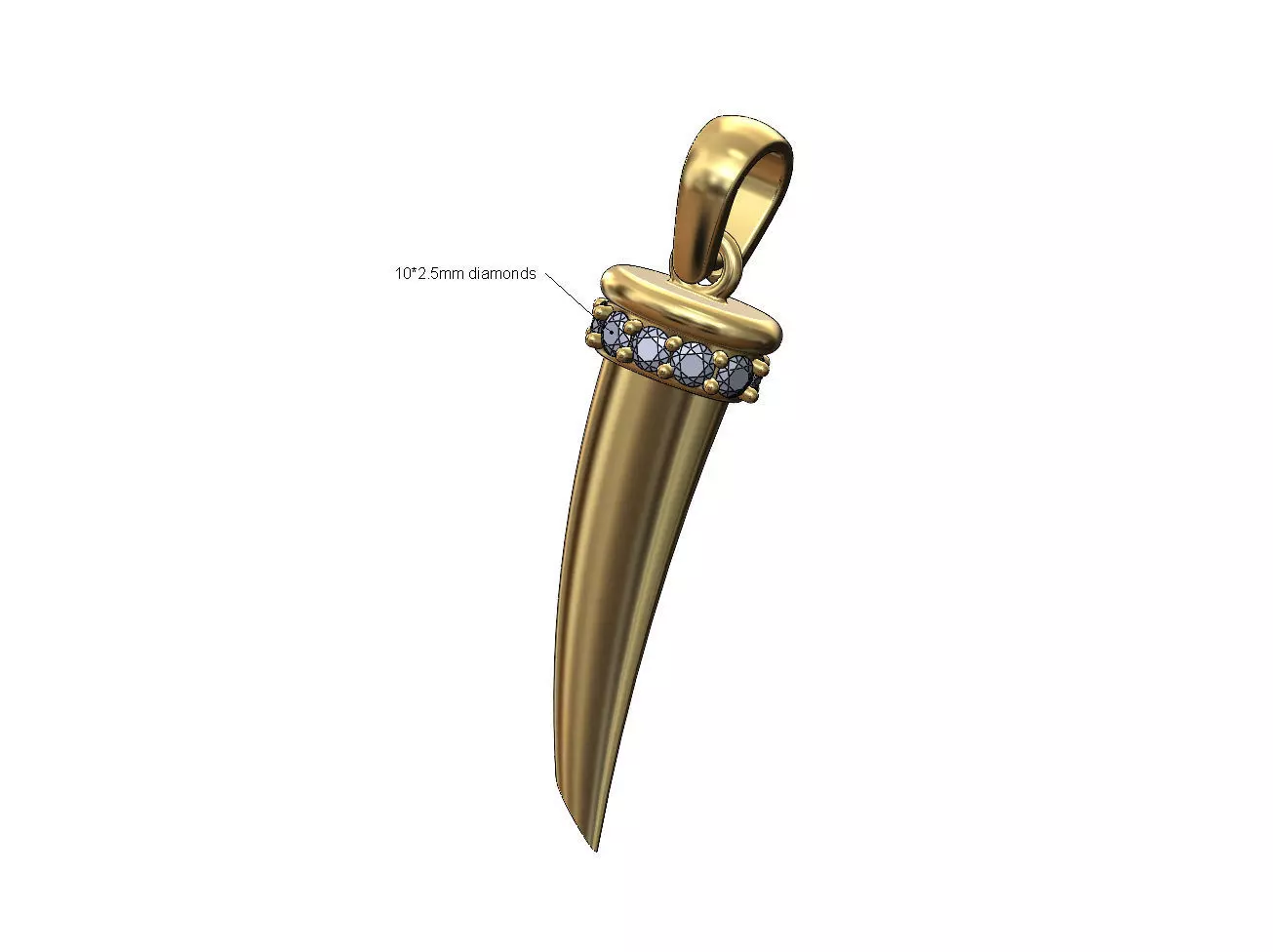 Diamond bull horn pendant and charm 3D print model