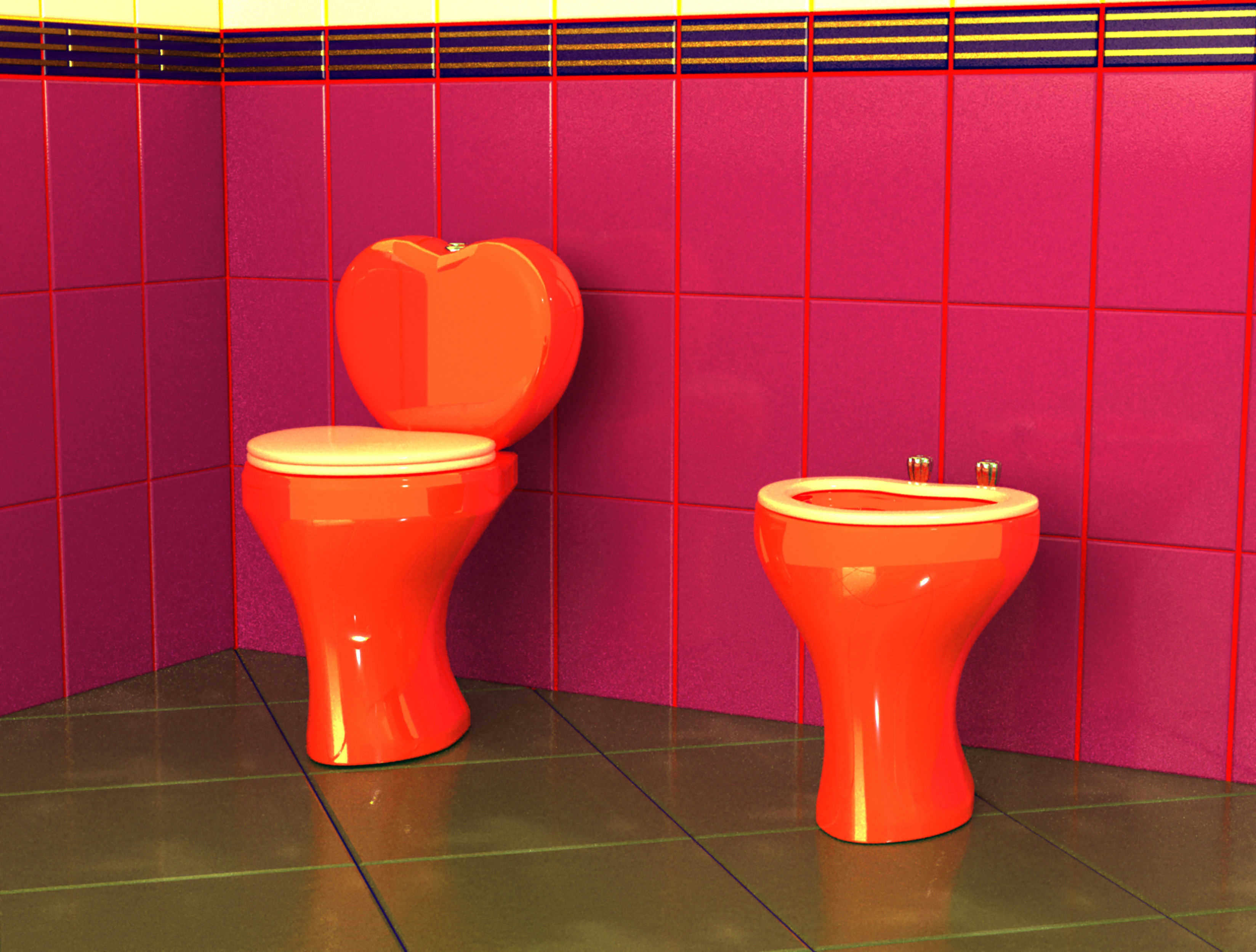 Bathroom heart set 3D Model Collection_9