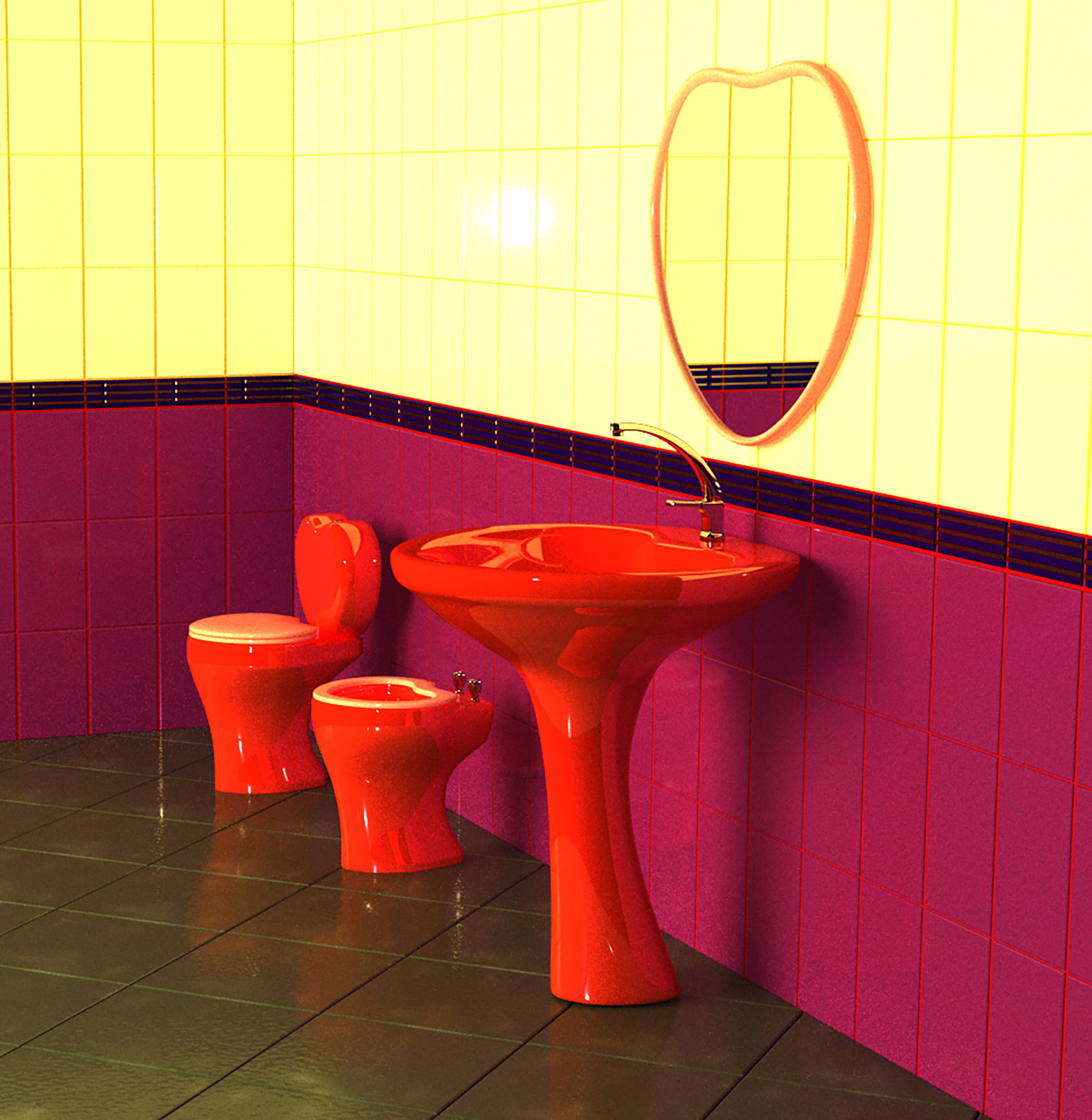 Bathroom heart set 3D Model Collection_2