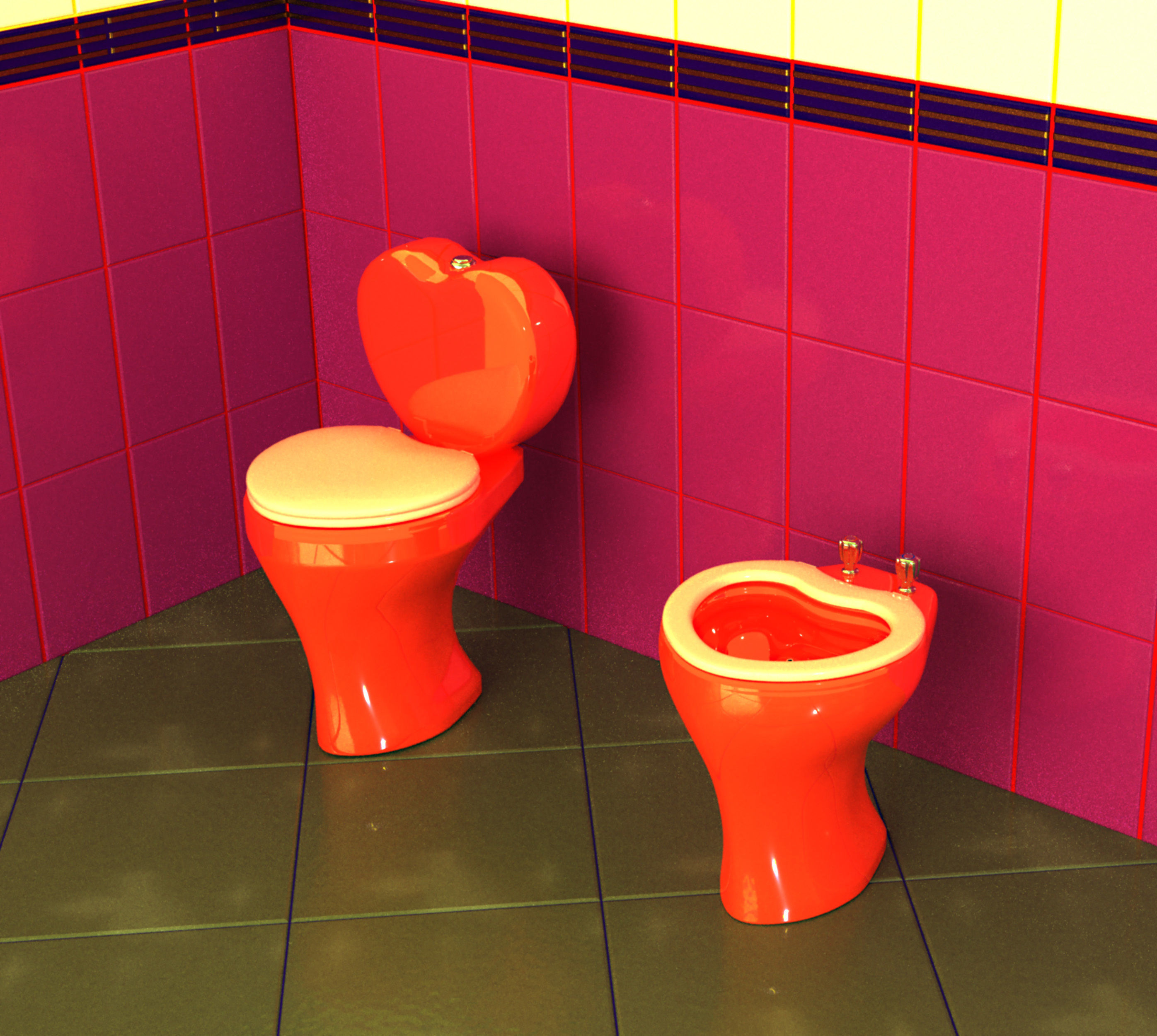 Bathroom heart set 3D Model Collection_8
