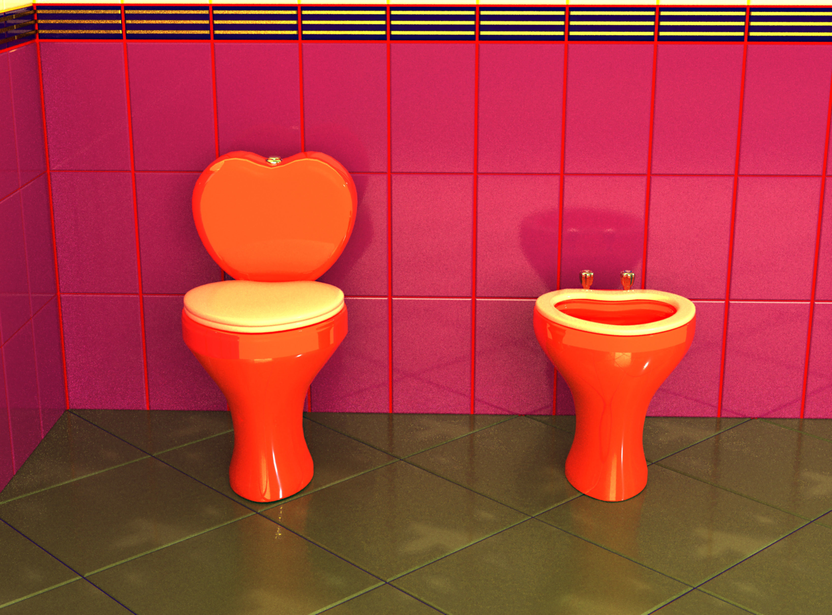 Bathroom heart set 3D Model Collection_14