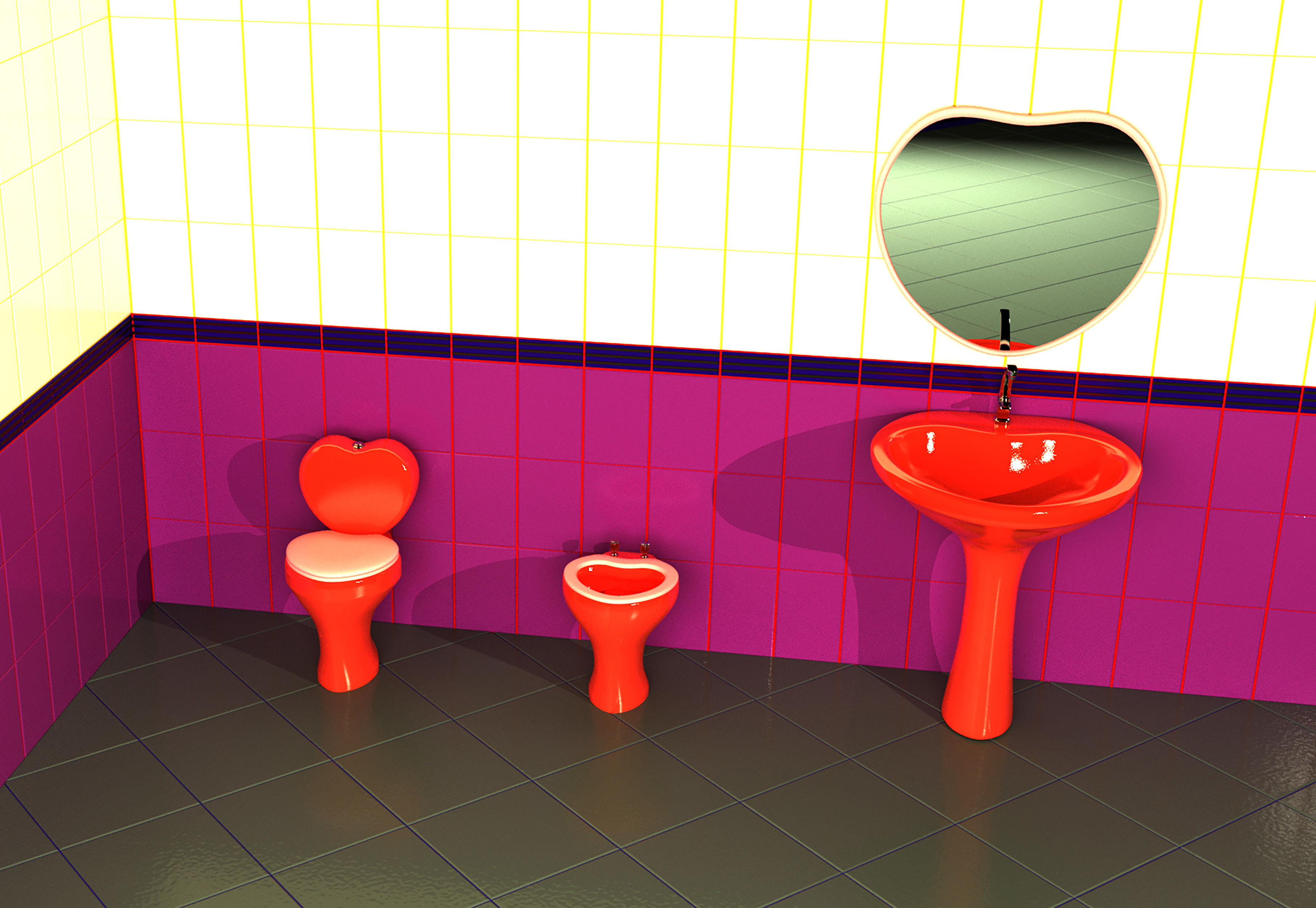 Bathroom heart set 3D Model Collection_5