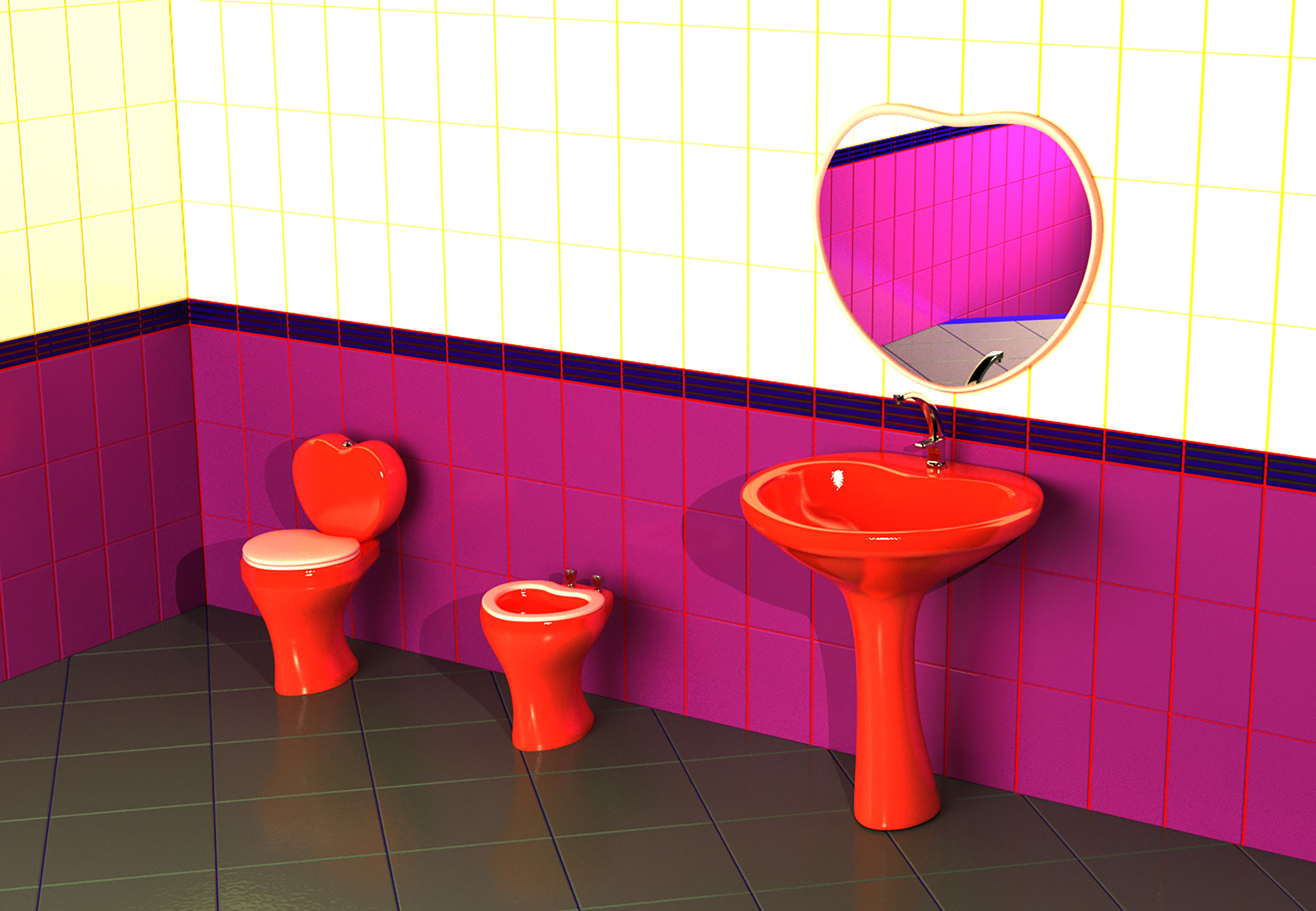 Bathroom heart set 3D Model Collection_4