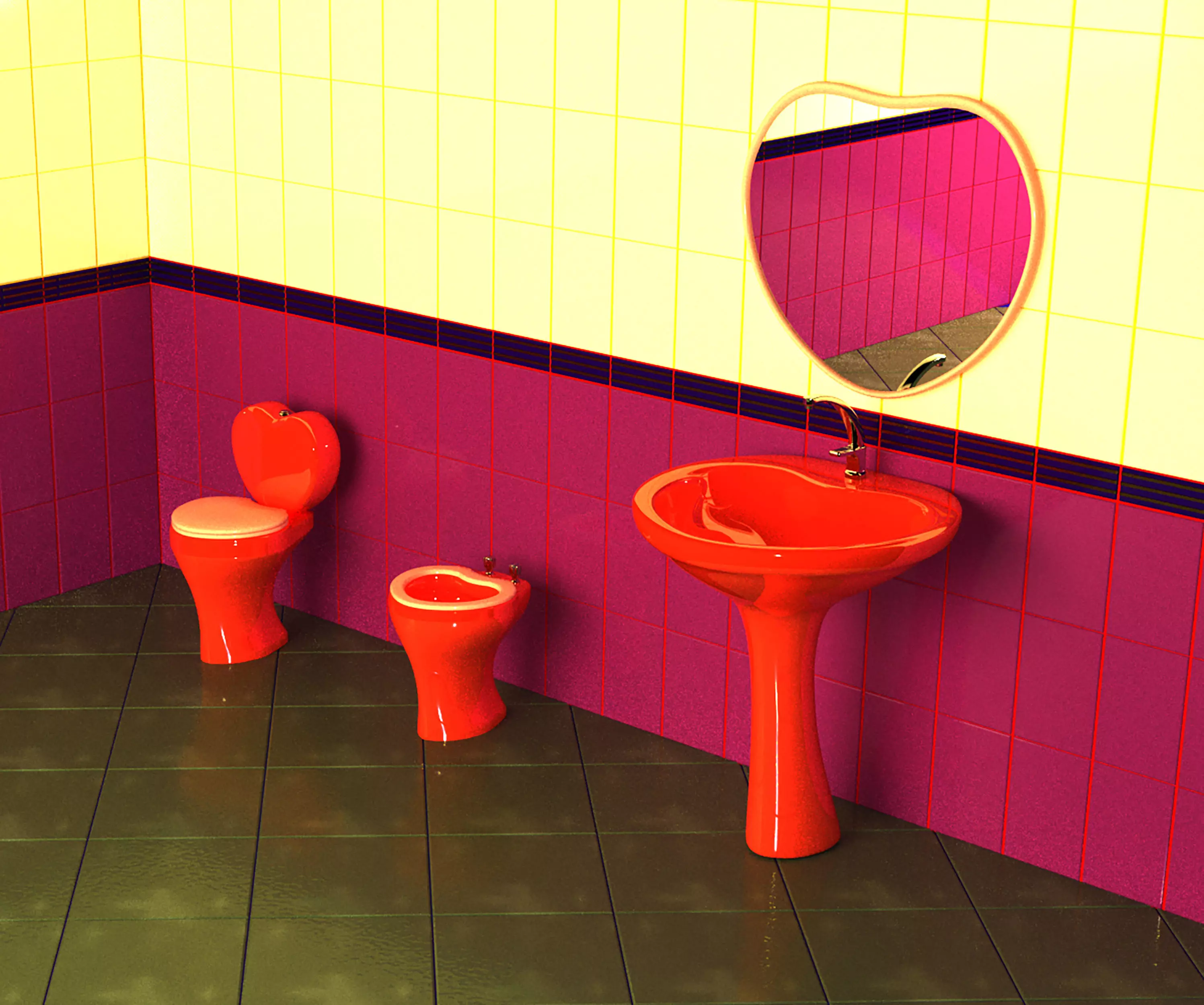 Bathroom heart set 3D Model Collection_0