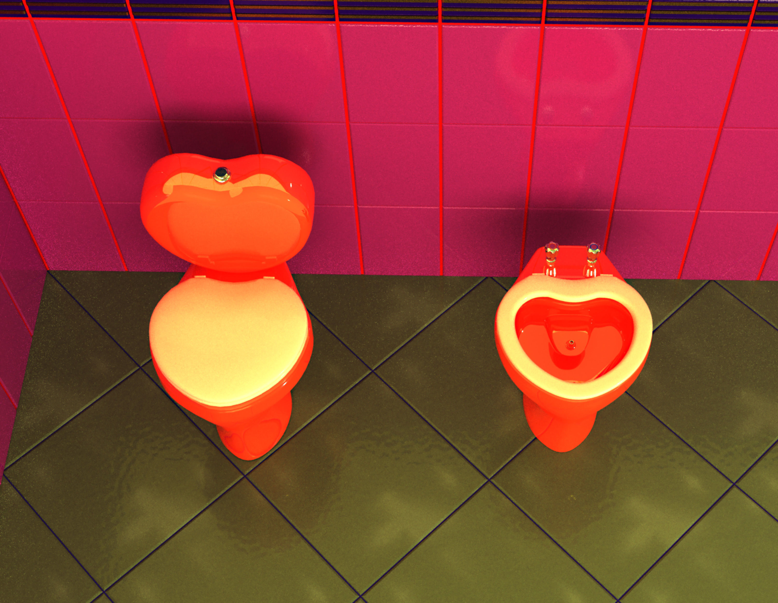 Bathroom heart set 3D Model Collection_11