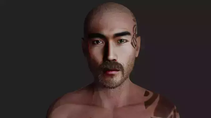 Asian Male Character Tattooed Edition