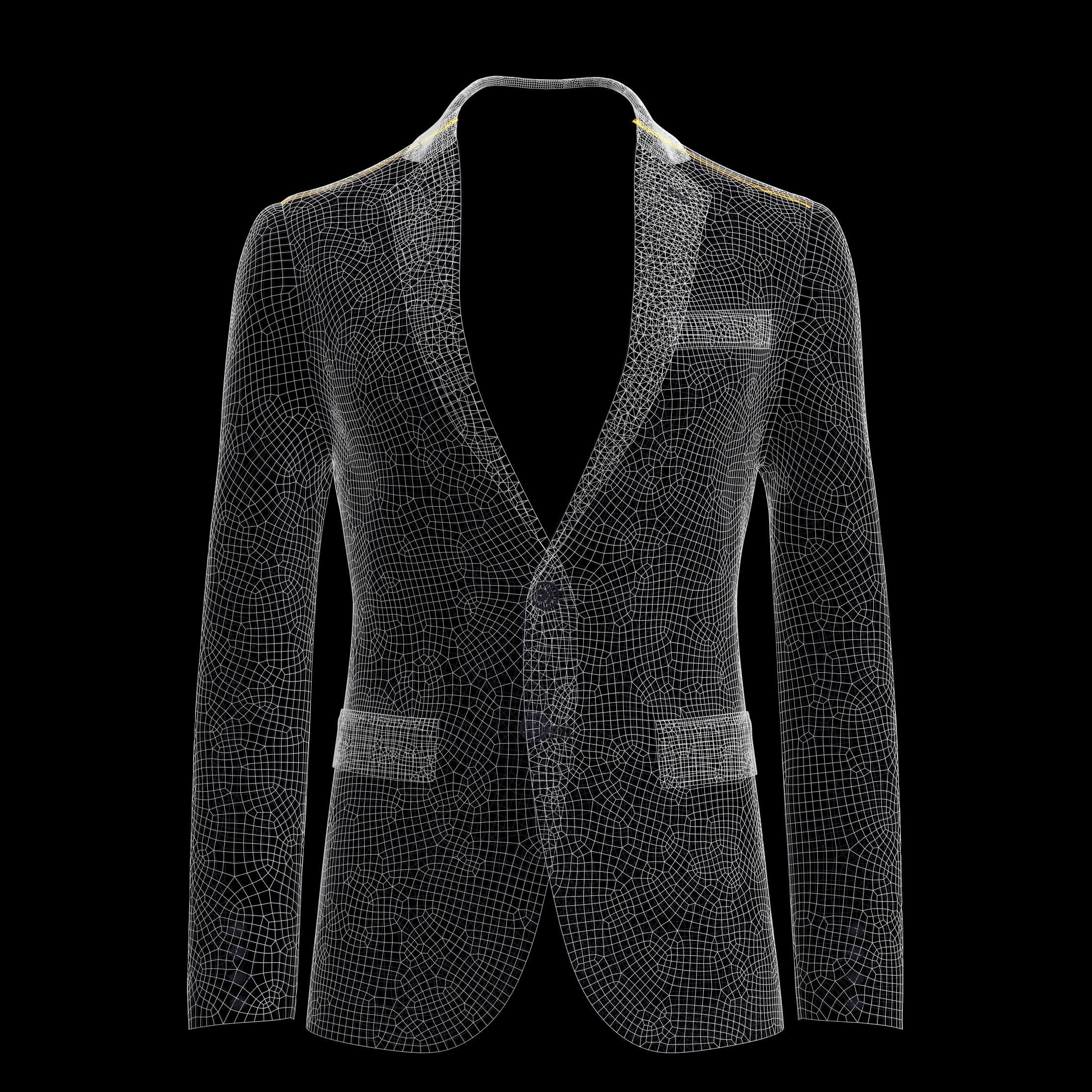 Men suit jacket blazer Clo3d Marvelous Designer 3D model_6