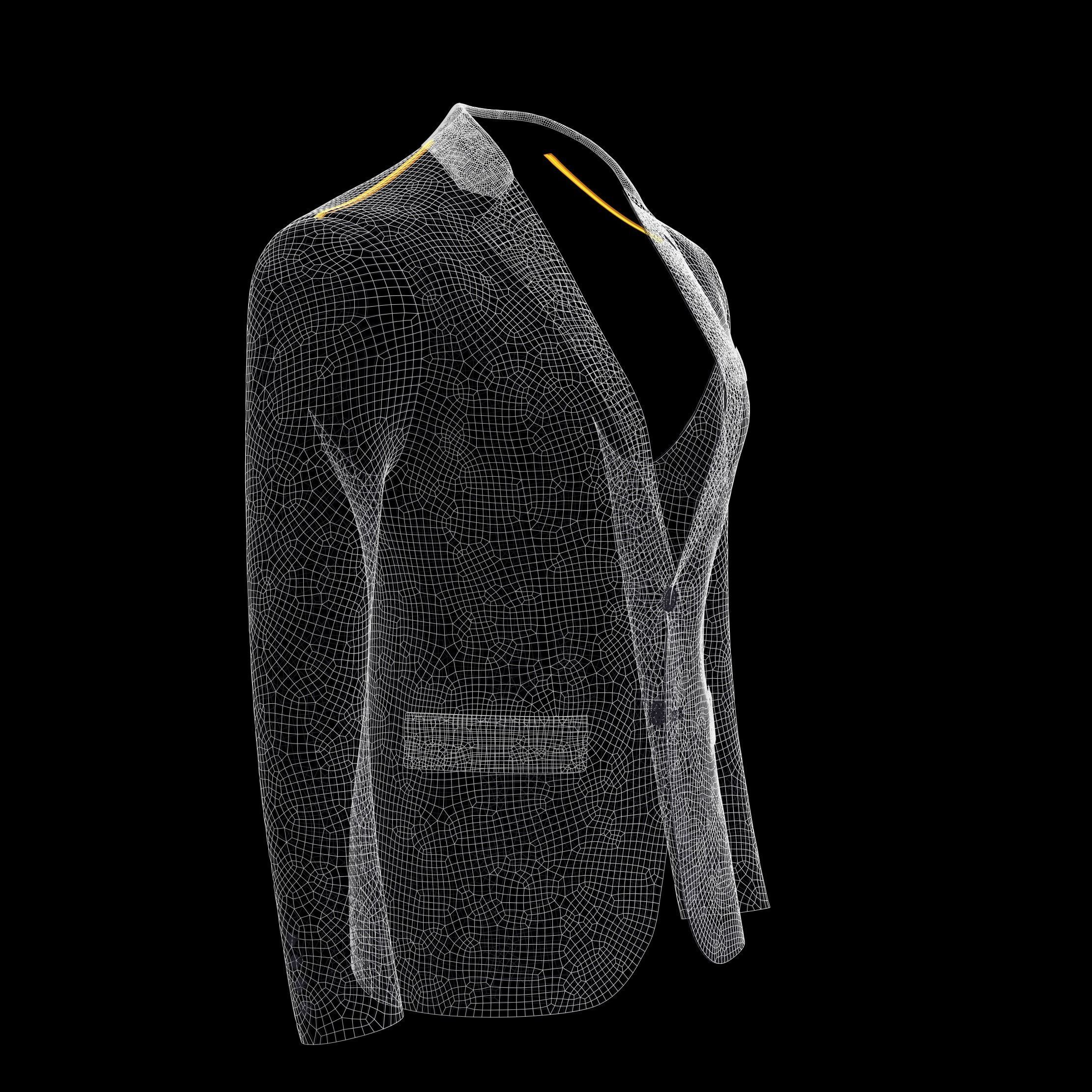 Men suit jacket blazer Clo3d Marvelous Designer 3D model_13