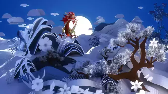 Dragon Snow moutain Art Design