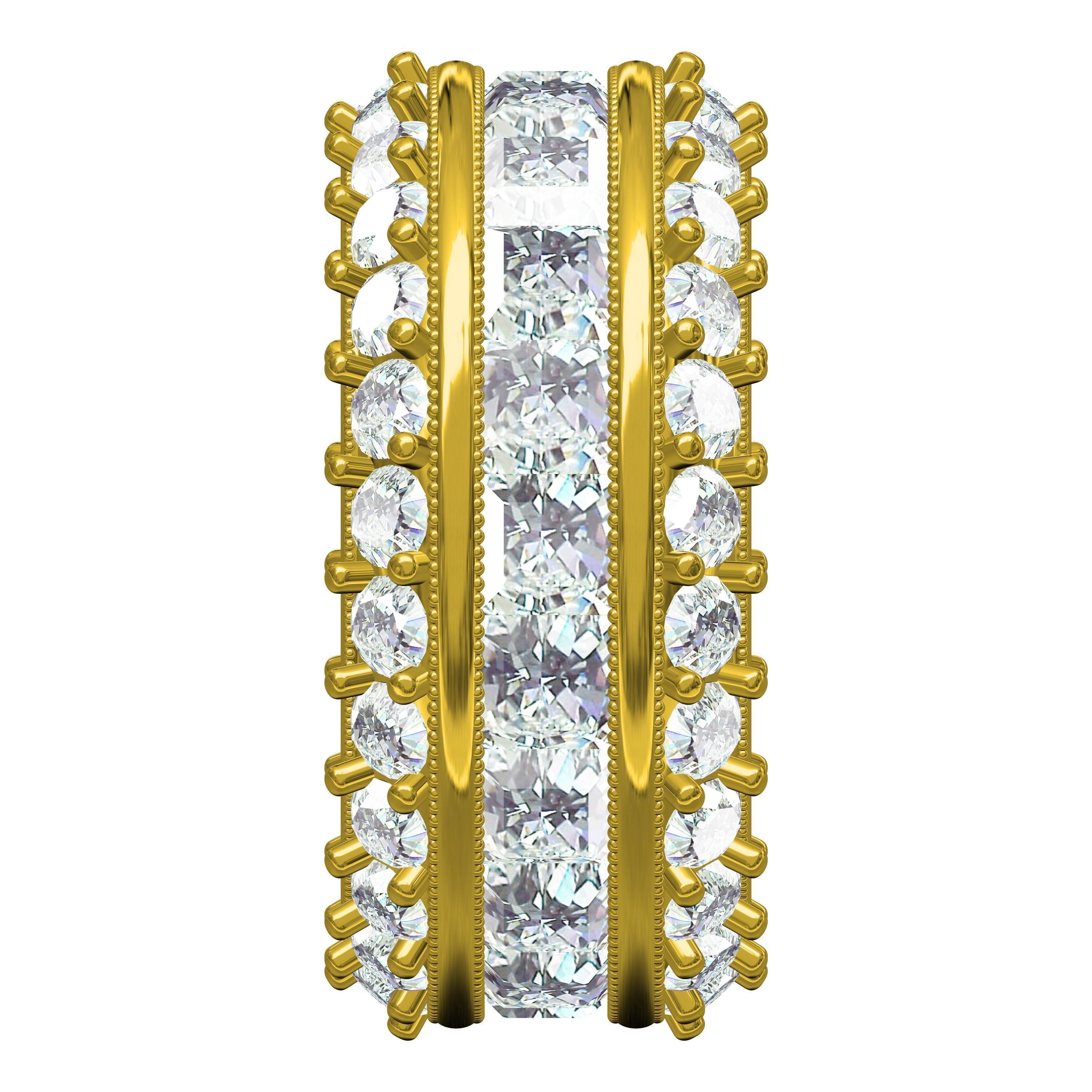 Round and Princess Diamond Channel Set Eternity Band 3D print model_4