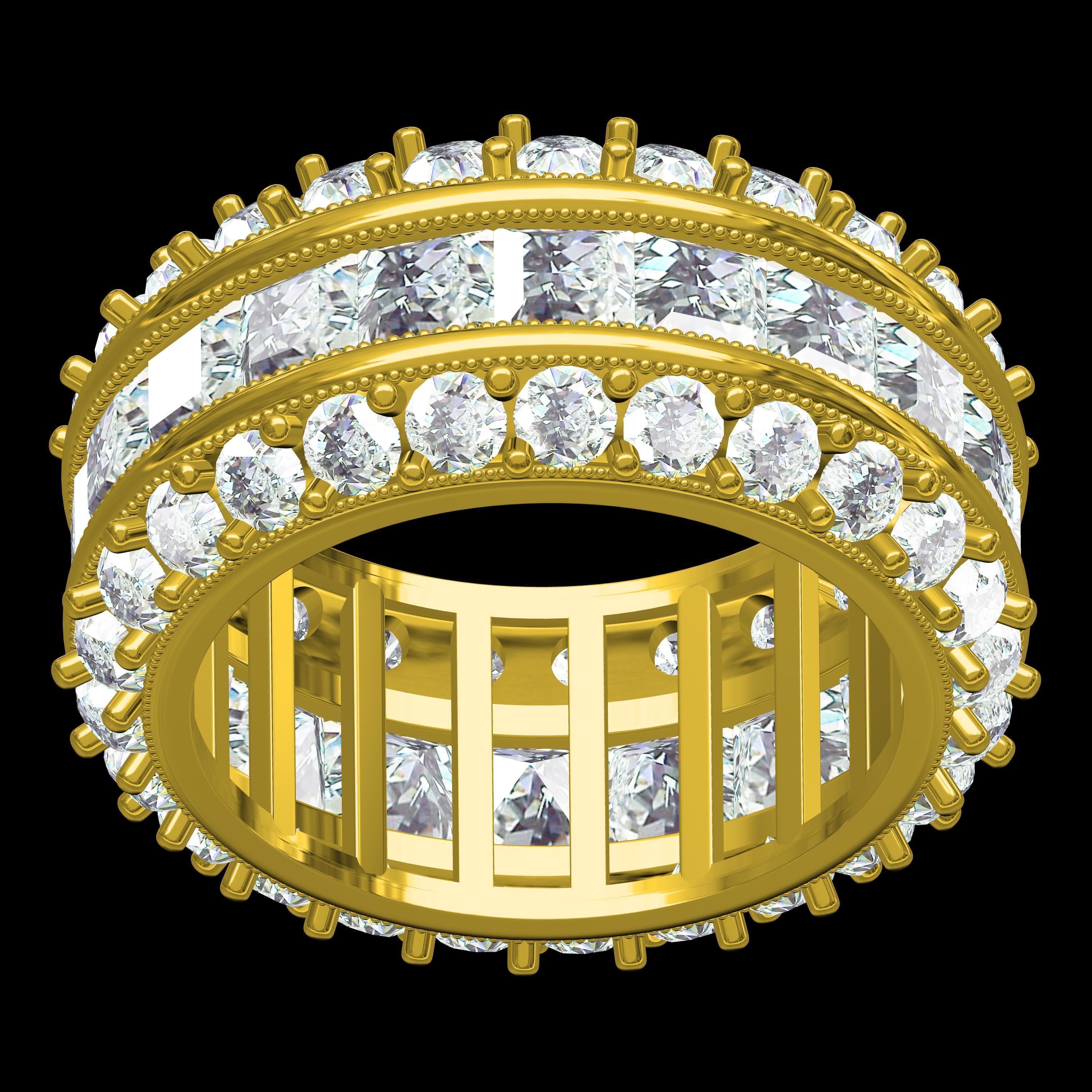 Round and Princess Diamond Channel Set Eternity Band 3D print model_10