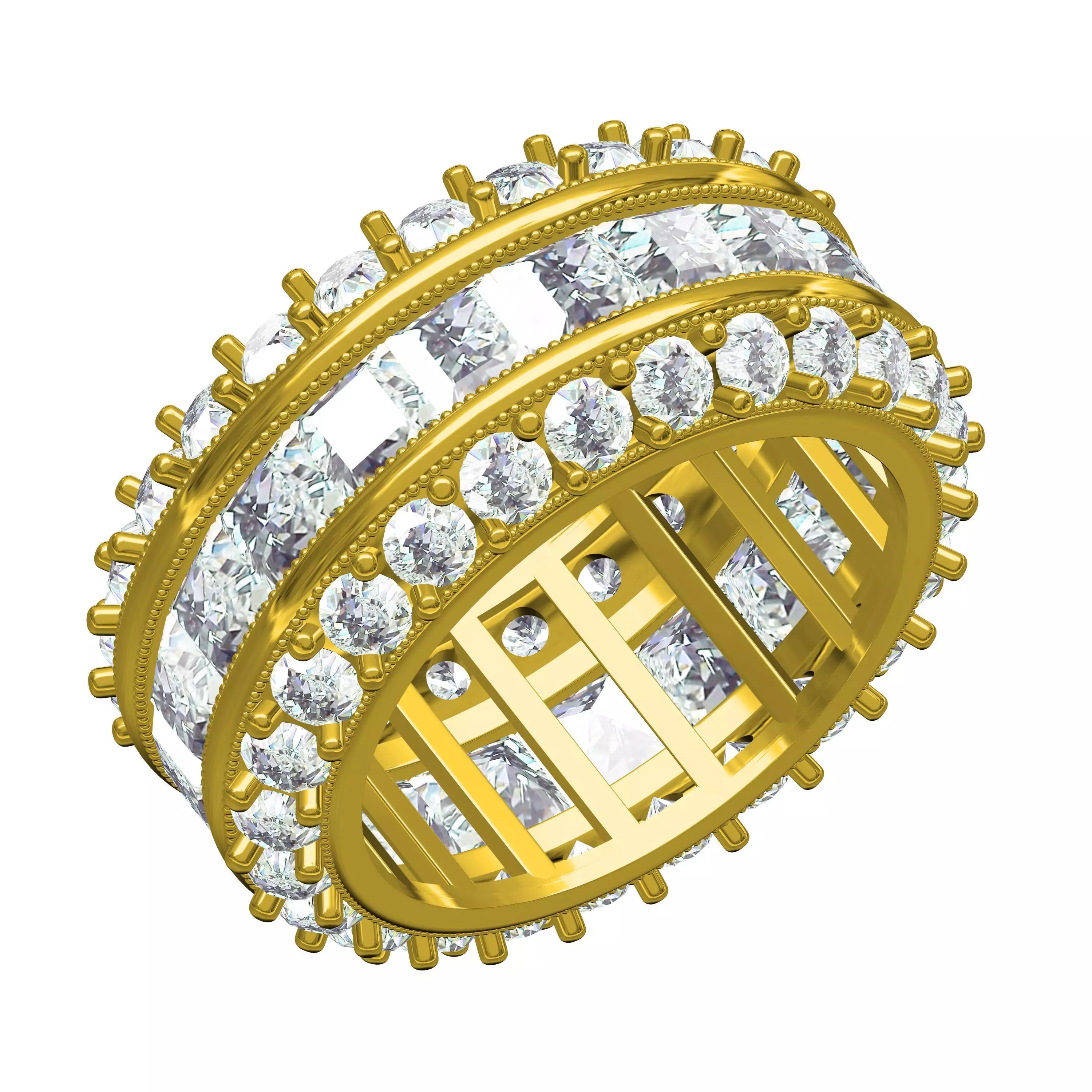 Round and Princess Diamond Channel Set Eternity Band 3D print model_0