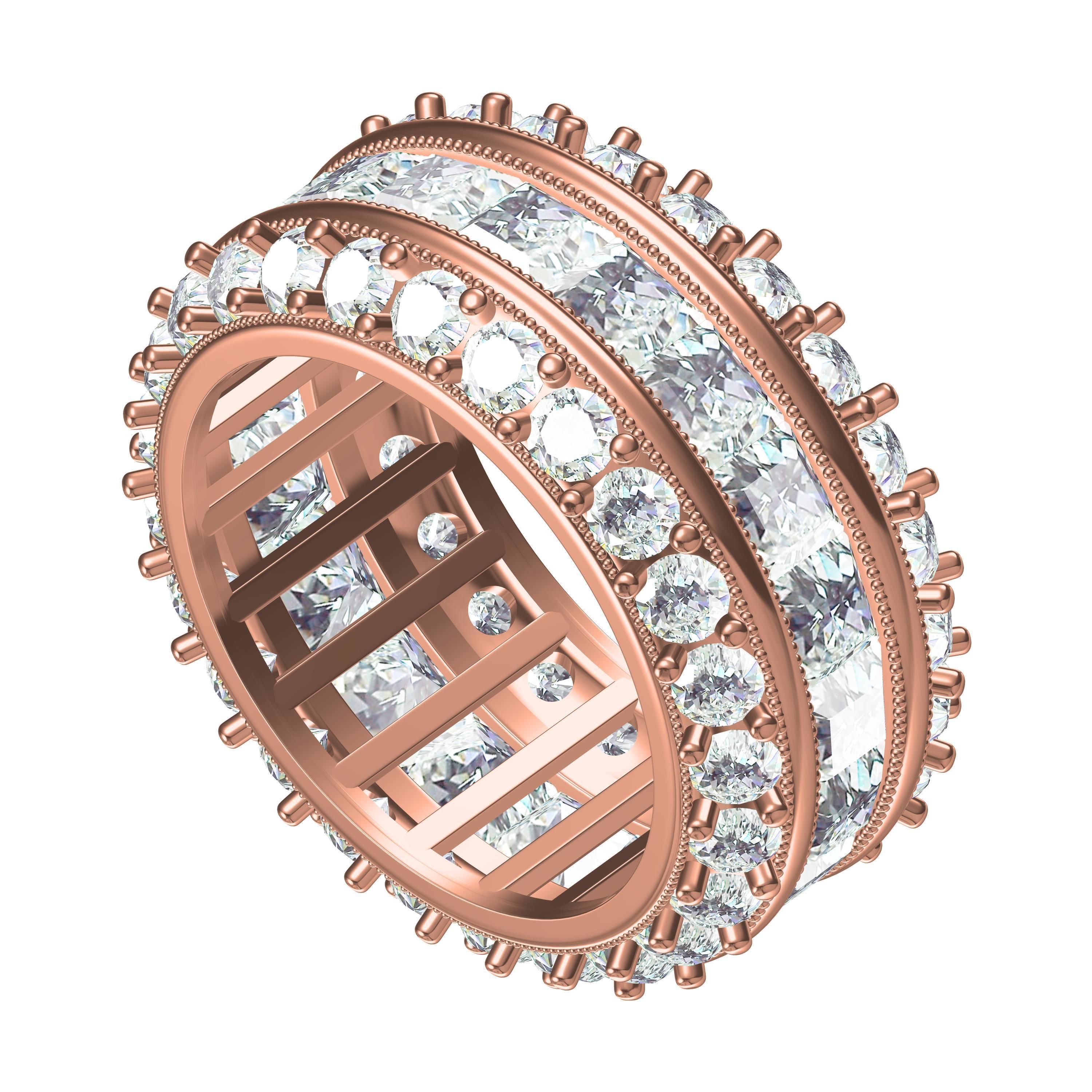 Round and Princess Diamond Channel Set Eternity Band 3D print model_8