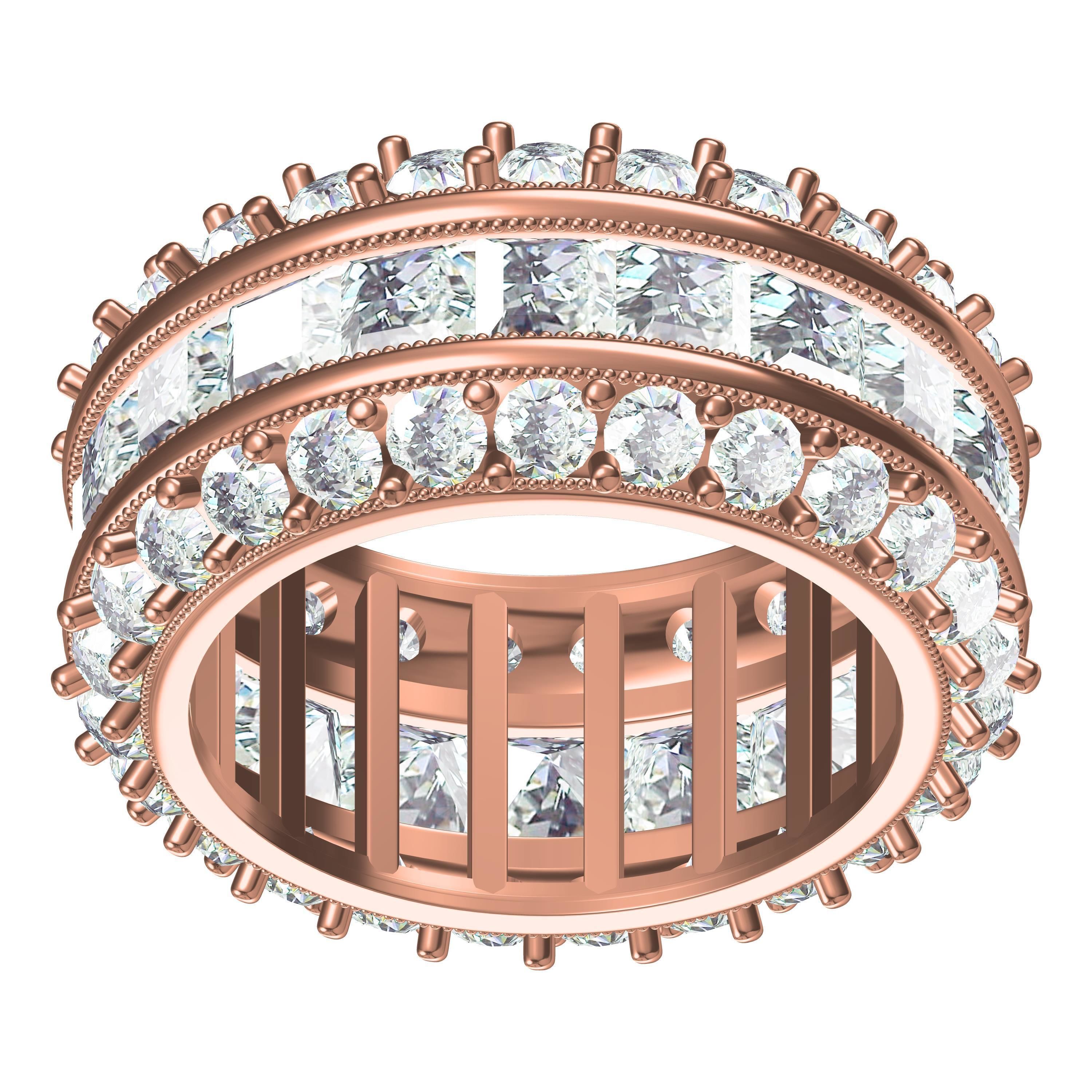 Round and Princess Diamond Channel Set Eternity Band 3D print model_7