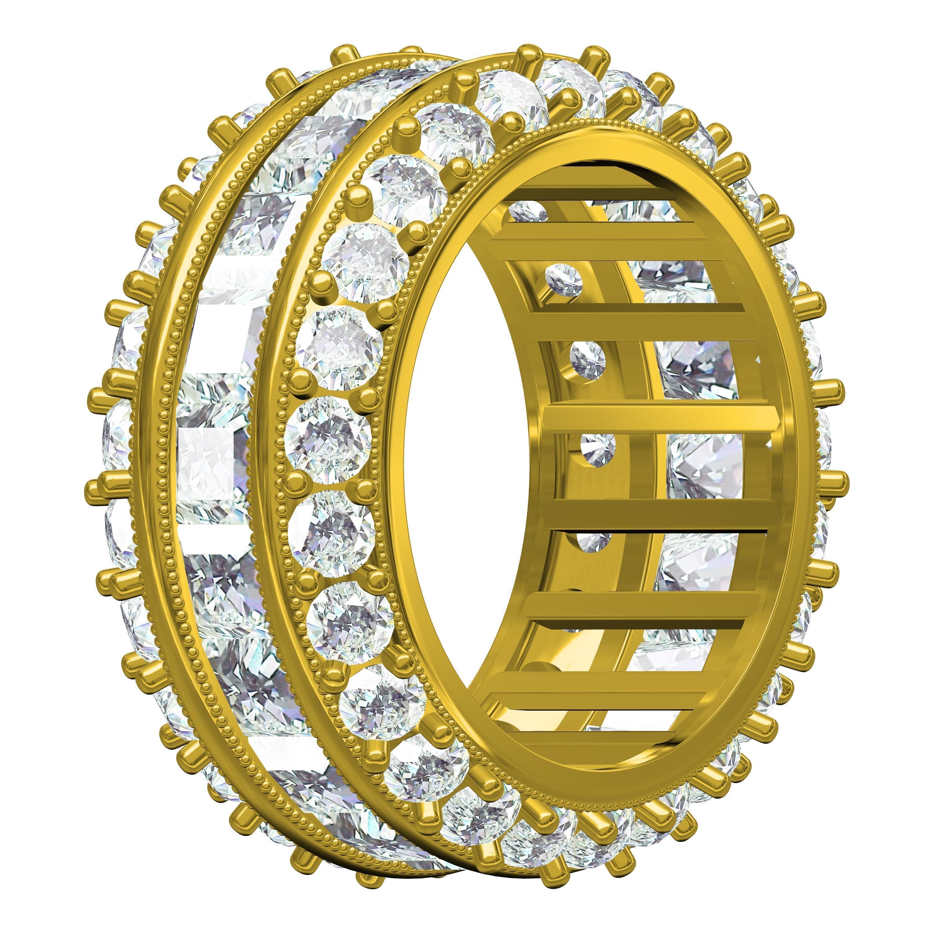 Round and Princess Diamond Channel Set Eternity Band 3D print model_6