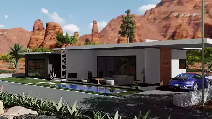 Modern Tiny House Exterior 3D SketchUp Model Lumion Render 3D model