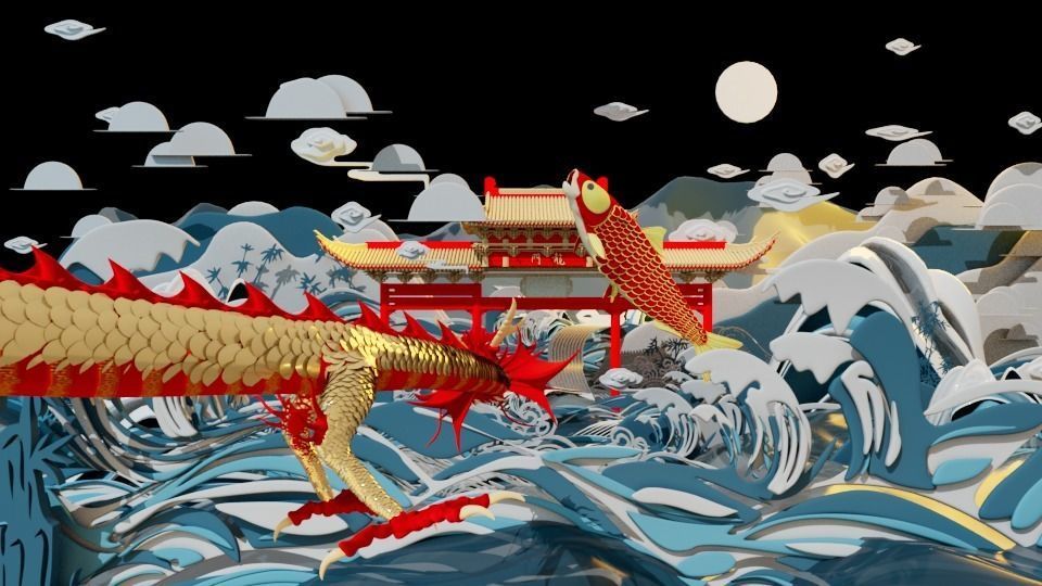 Dragon Carp Ocean 3D model_3