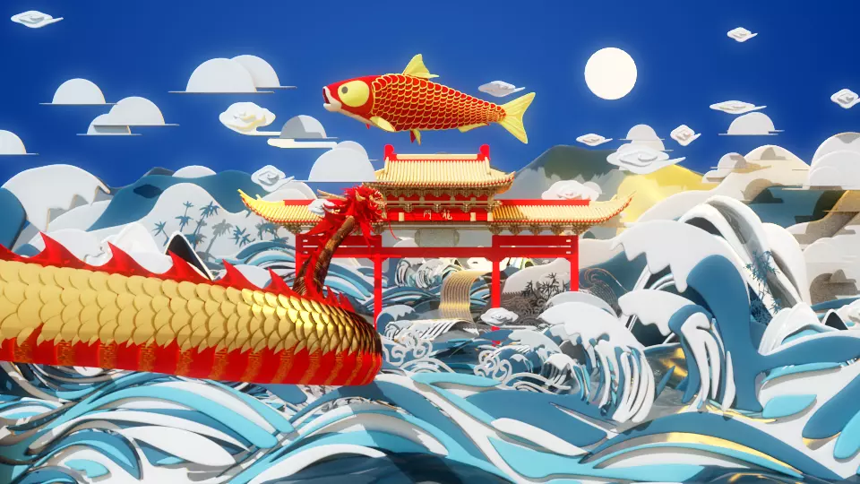 Dragon Carp Ocean 3D model_0