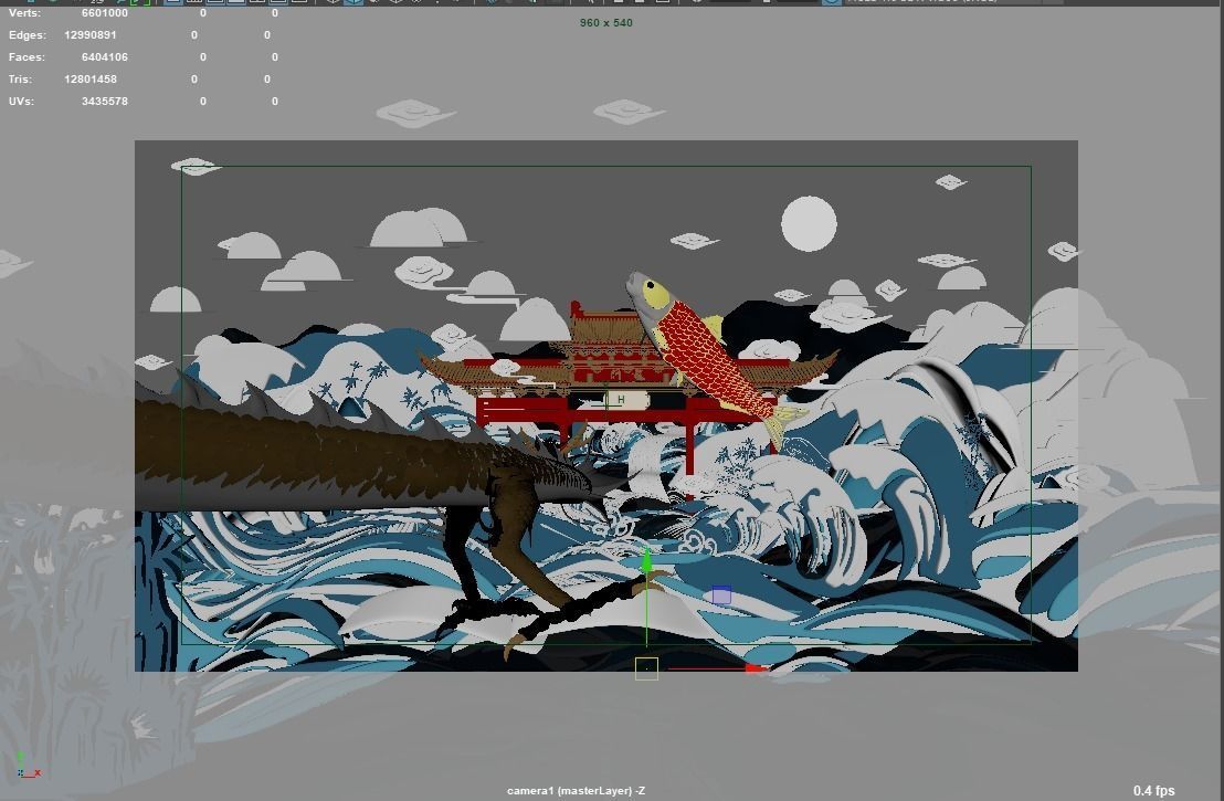 Dragon Carp Ocean 3D model_5