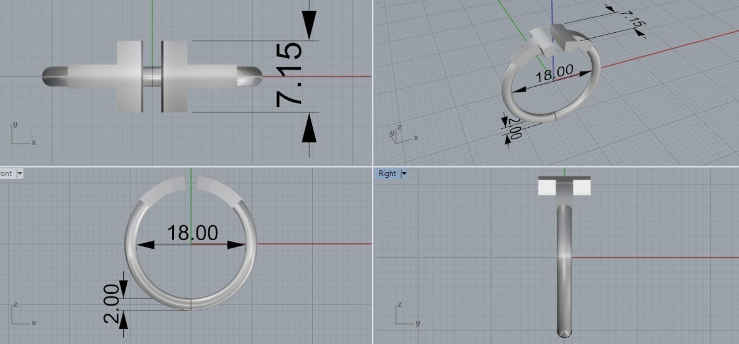 RING LETTER T 3D print model_12