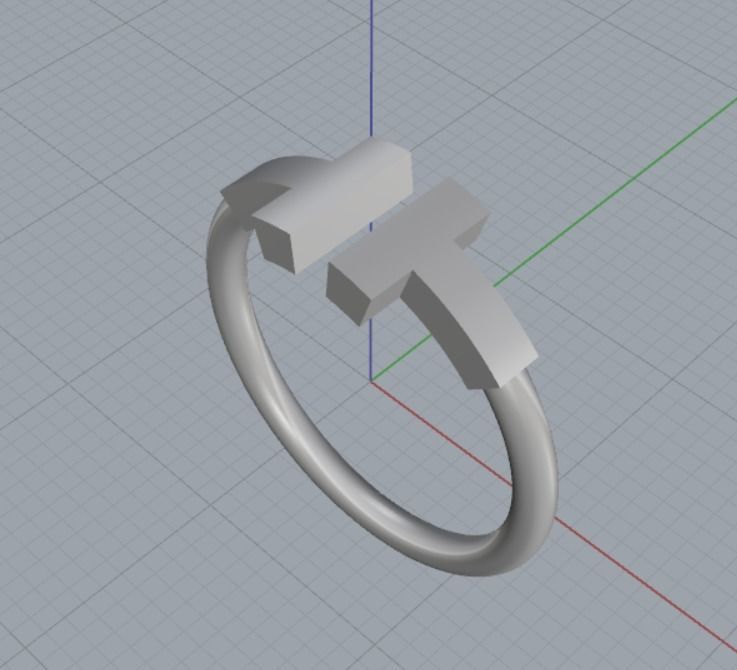 RING LETTER T 3D print model_11