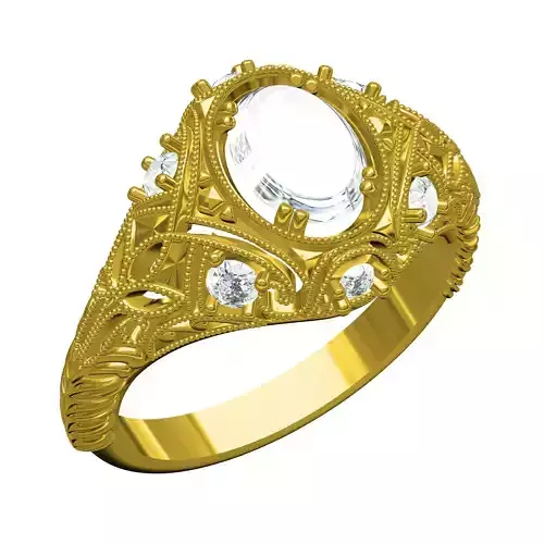 Antique Oval Stone Art Deco Engagement Ring