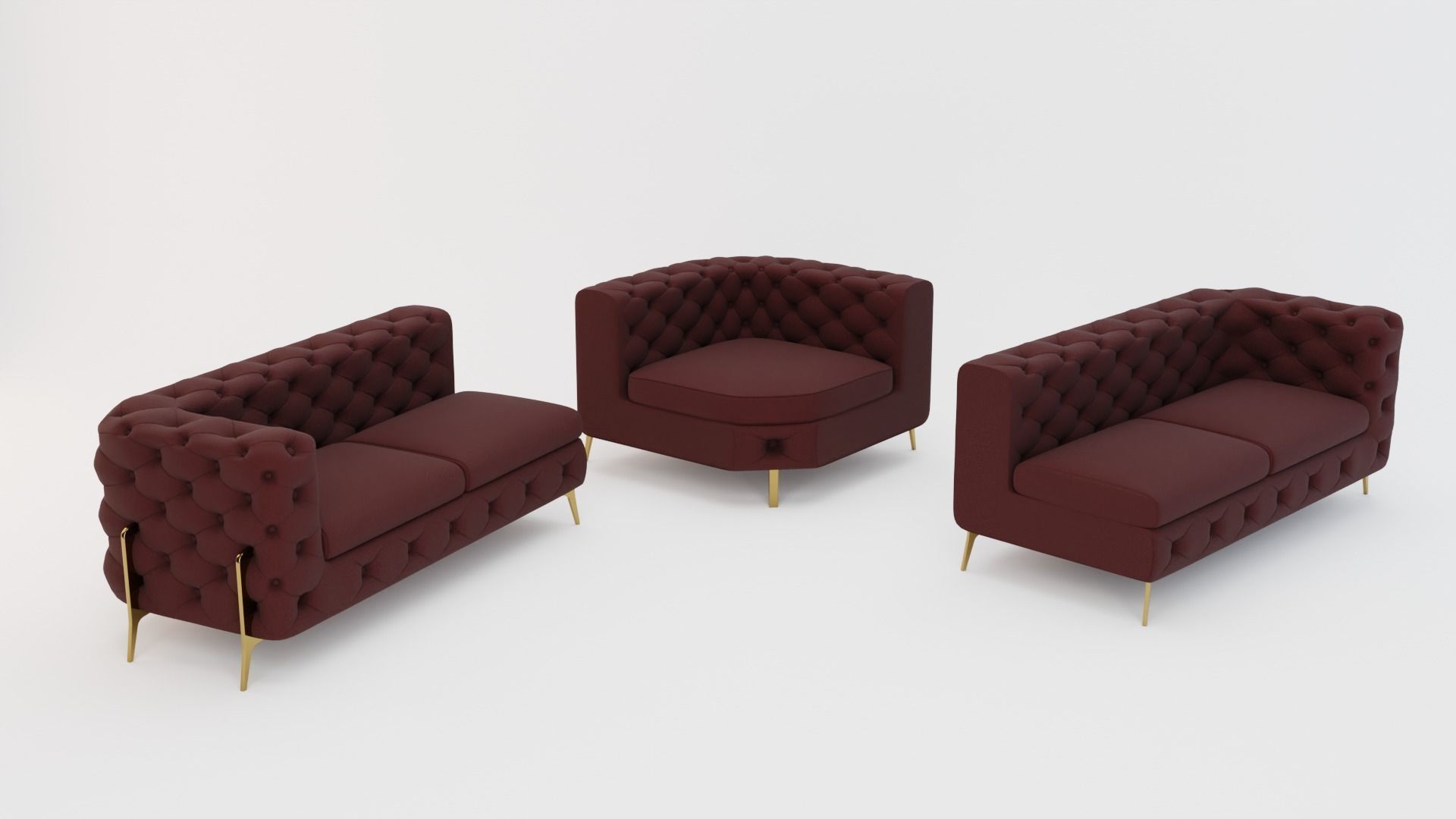 Couch 6 Sets Low-poly 3D model_11