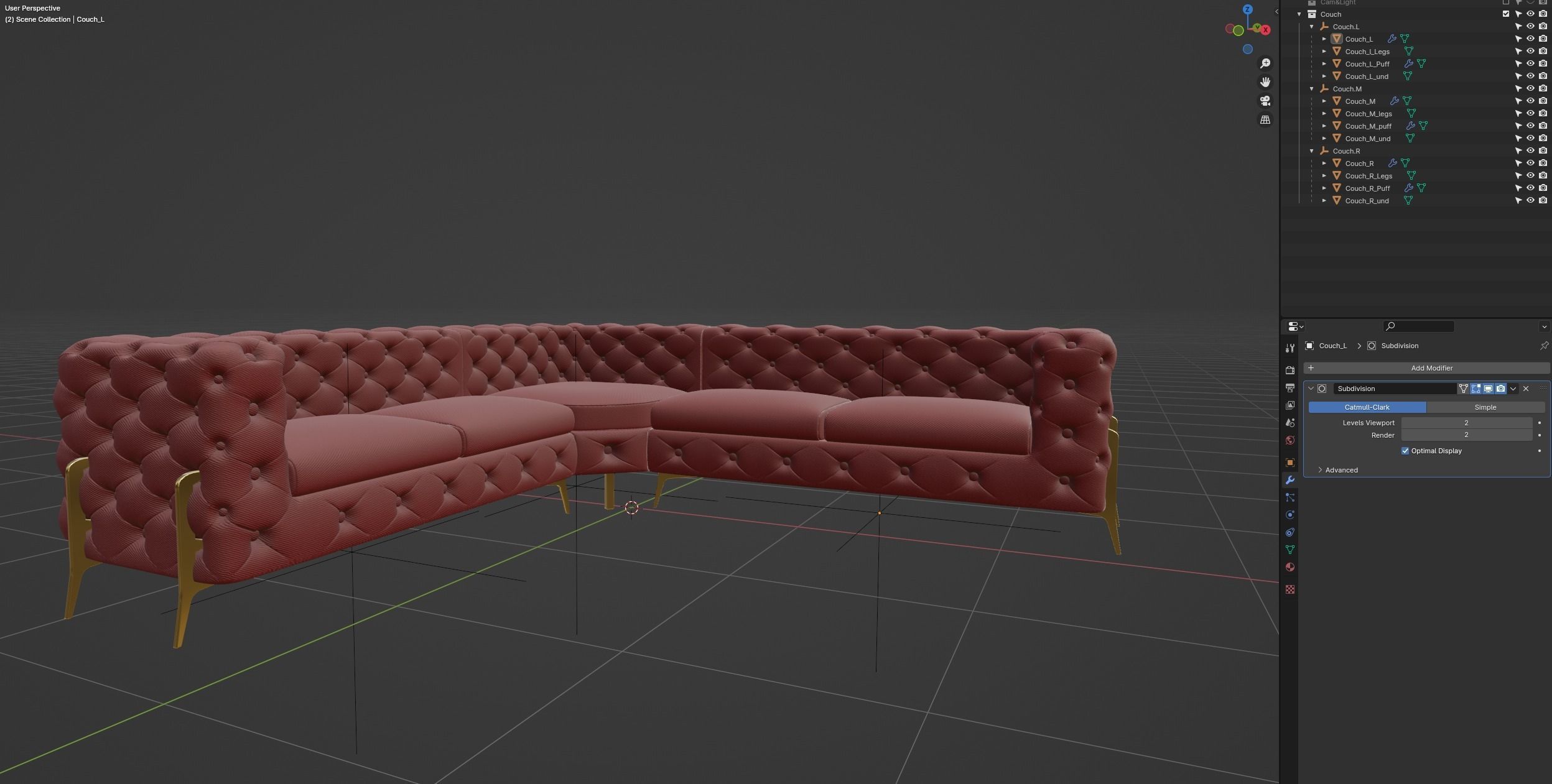 Couch 6 Sets Low-poly 3D model_18